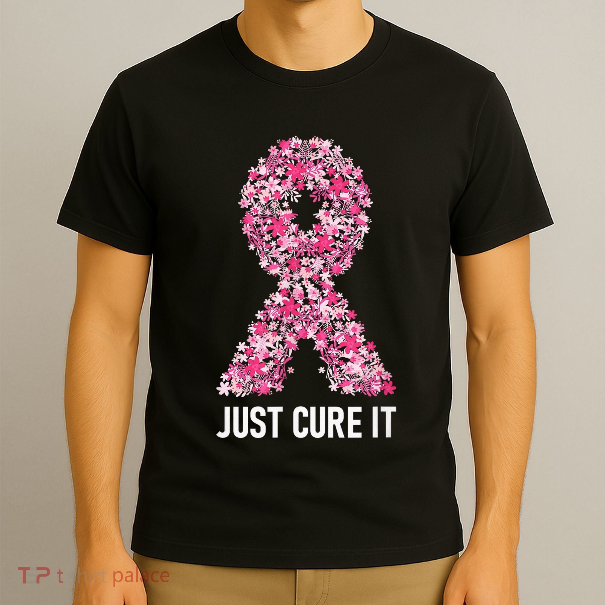 Just Cure It Pink Ribbon Breast Cancer Awareness T-Shirt