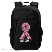 Just Cure It Pink Ribbon Breast Cancer Awareness Backpack thumb 0
