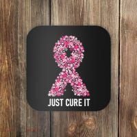 Just Cure It Pink Ribbon Breast Cancer Awareness Coaster thumb 0