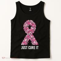 Just Cure It Pink Ribbon Breast Cancer Awareness Tank Top thumb 2