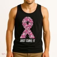 Just Cure It Pink Ribbon Breast Cancer Awareness Tank Top thumb 3