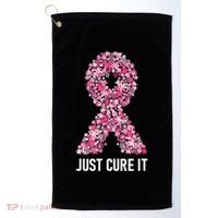 Just Cure It Pink Ribbon Breast Cancer Awareness Golf Towel thumb 0