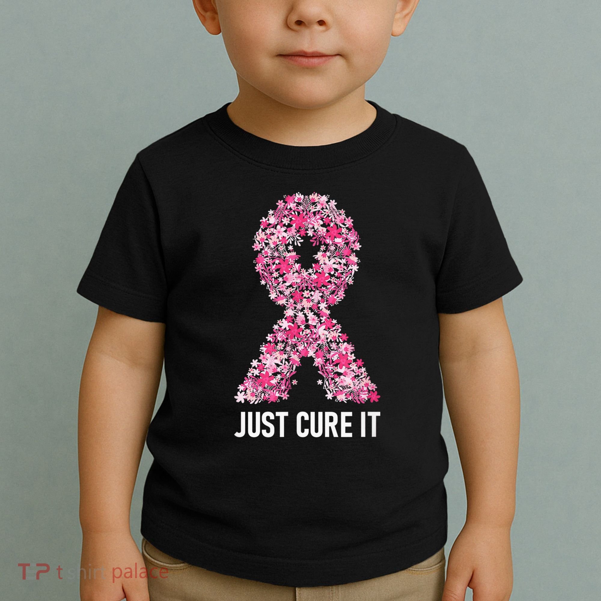 Just Cure It Pink Ribbon Breast Cancer Awareness Toddler T-Shirt