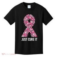 Just Cure It Pink Ribbon Breast Cancer Awareness Kids T-Shirt thumb 0