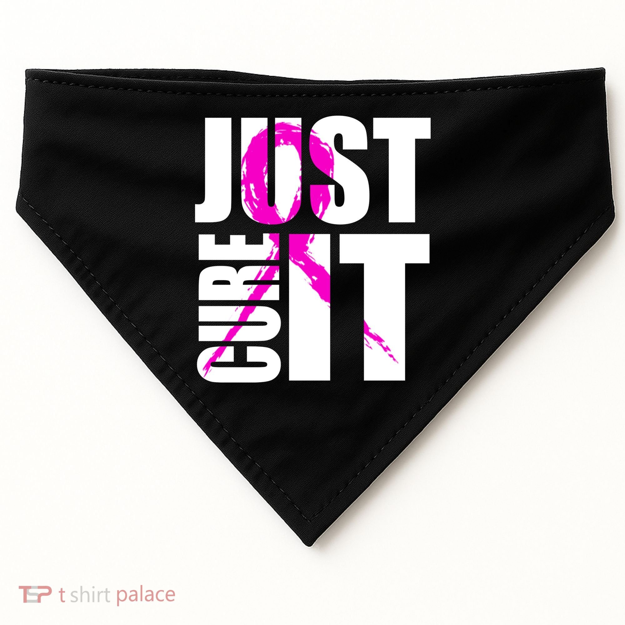 Just Cure It Breast Cancer Awareness Pink Ribbon USA-Made Doggie Bandana