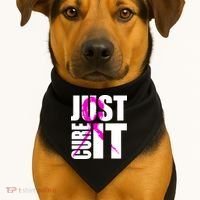 Just Cure It Breast Cancer Awareness Pink Ribbon USA-Made Doggie Bandana thumb 1