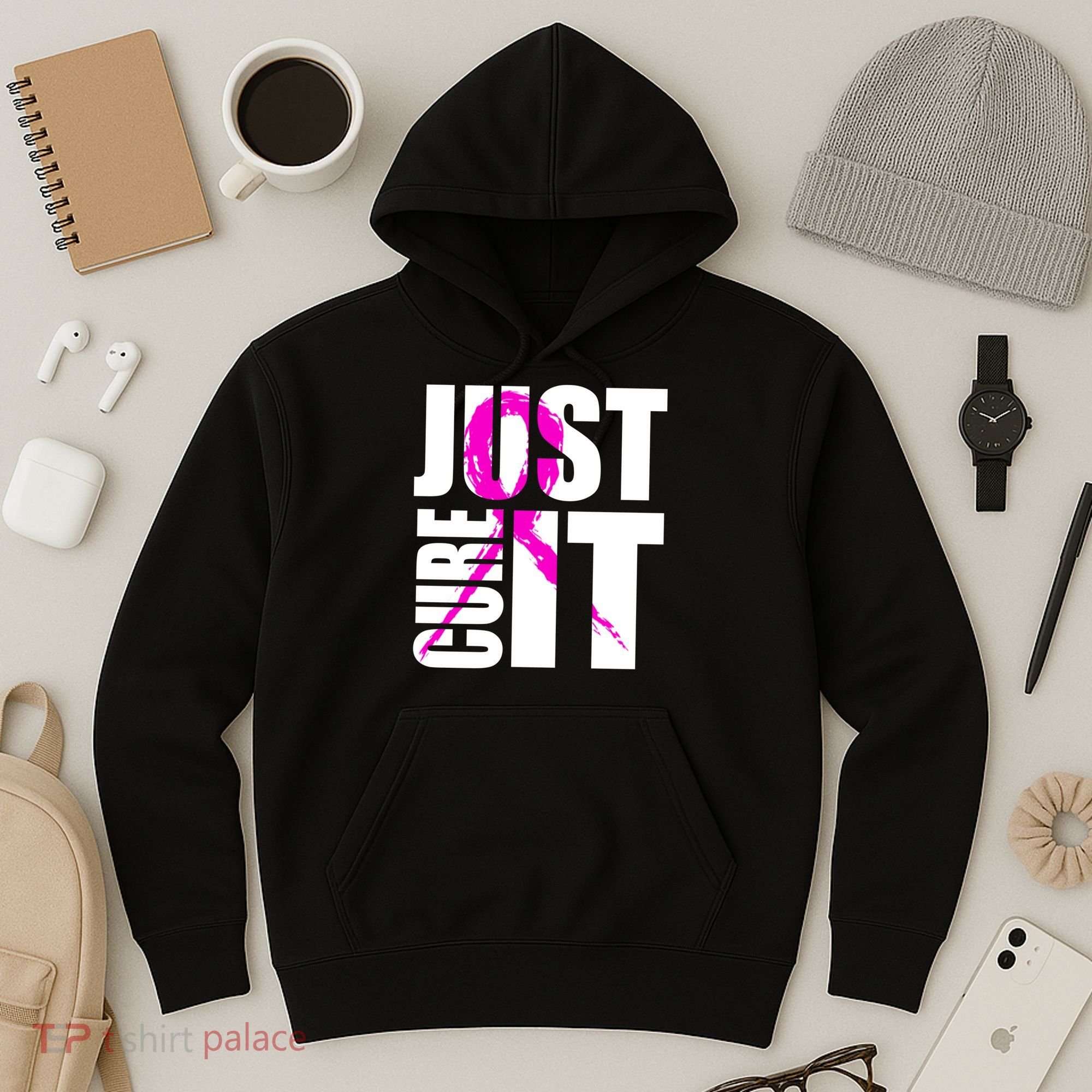 Just Cure It Breast Cancer Awareness Pink Ribbon Hoodie