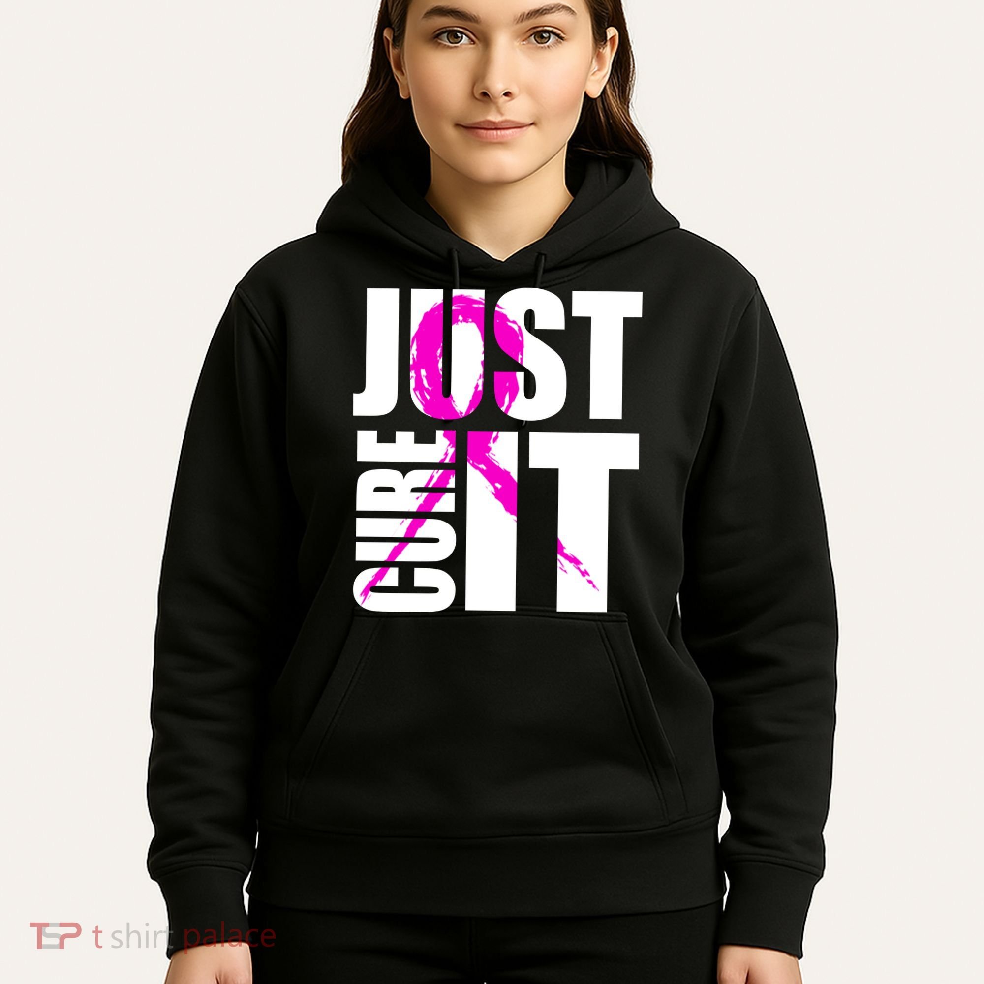Just Cure It Breast Cancer Awareness Pink Ribbon Hoodie