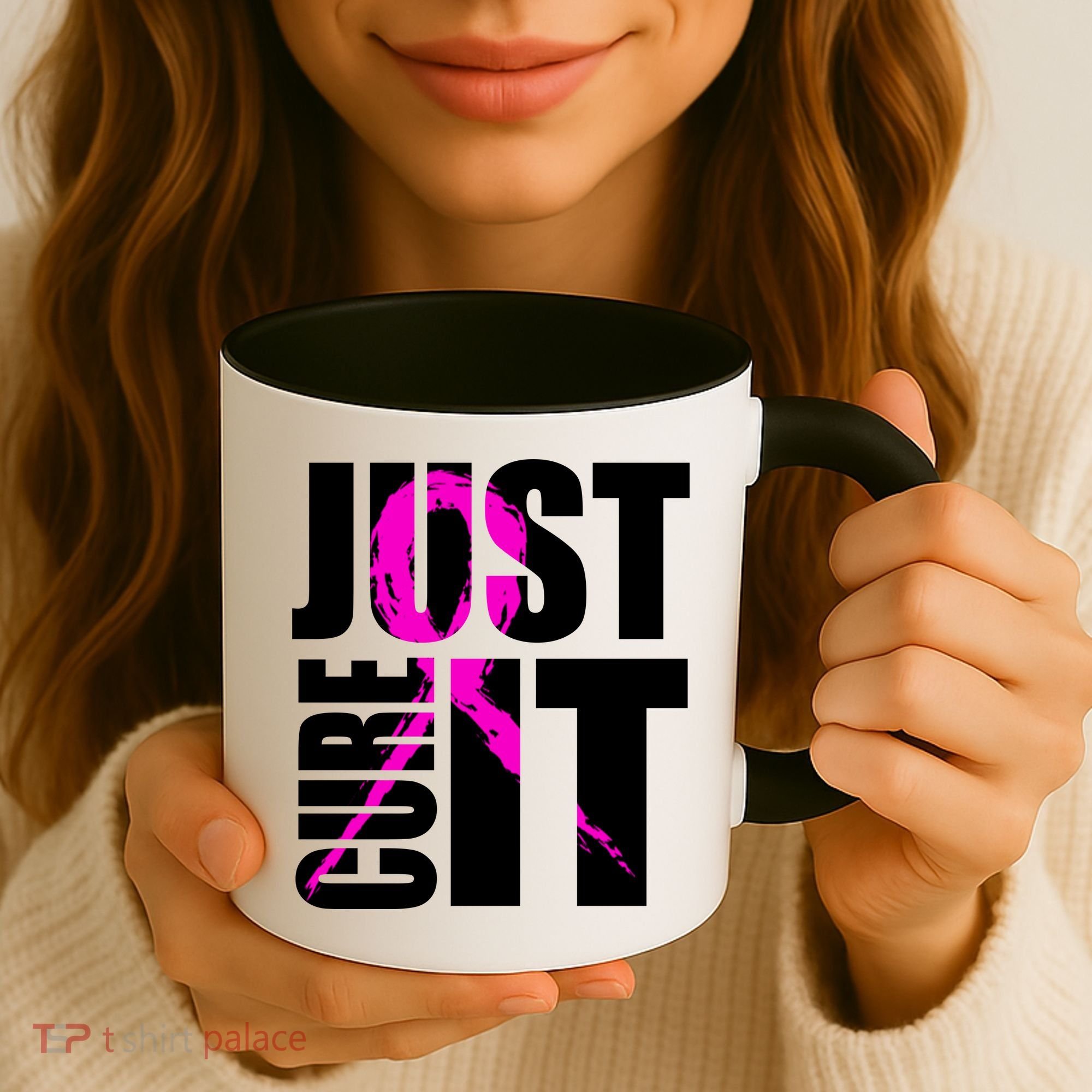 Just Cure It Breast Cancer Awareness Pink Ribbon Coffee Mug