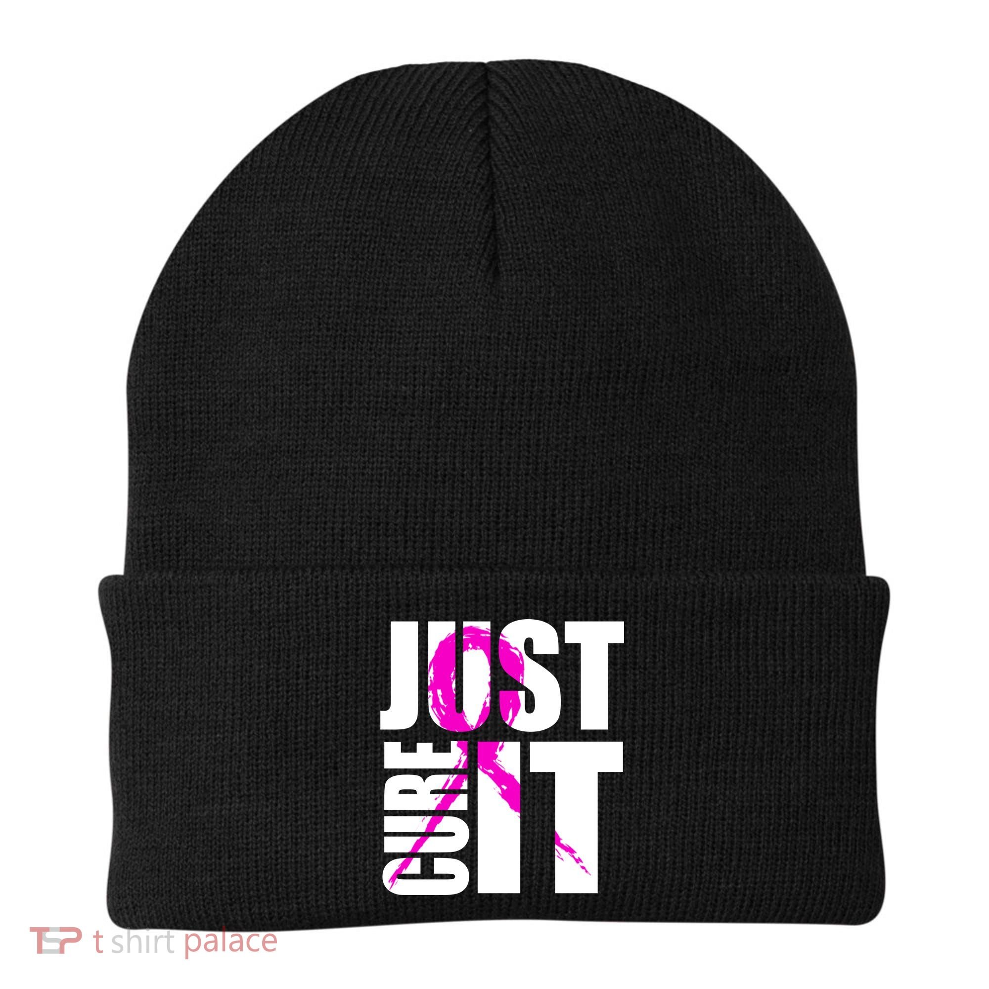 Just Cure It Breast Cancer Awareness Pink Ribbon Beanie