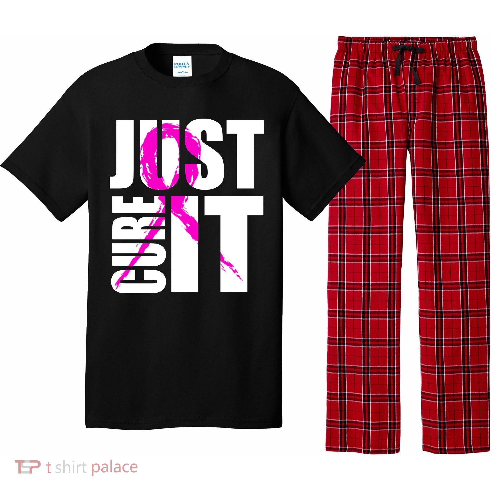 Just Cure It Breast Cancer Awareness Pink Ribbon Pajama Set
