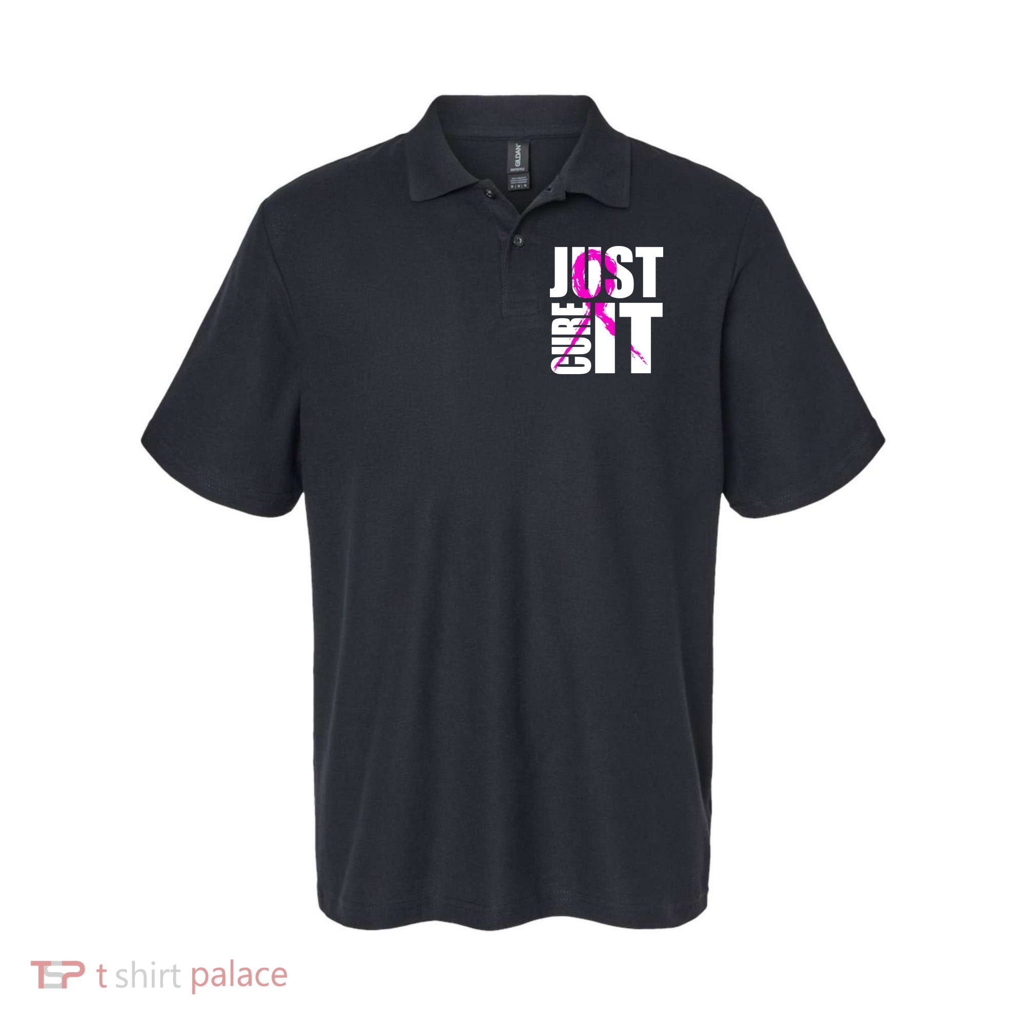 Just Cure It Breast Cancer Awareness Pink Ribbon Polo