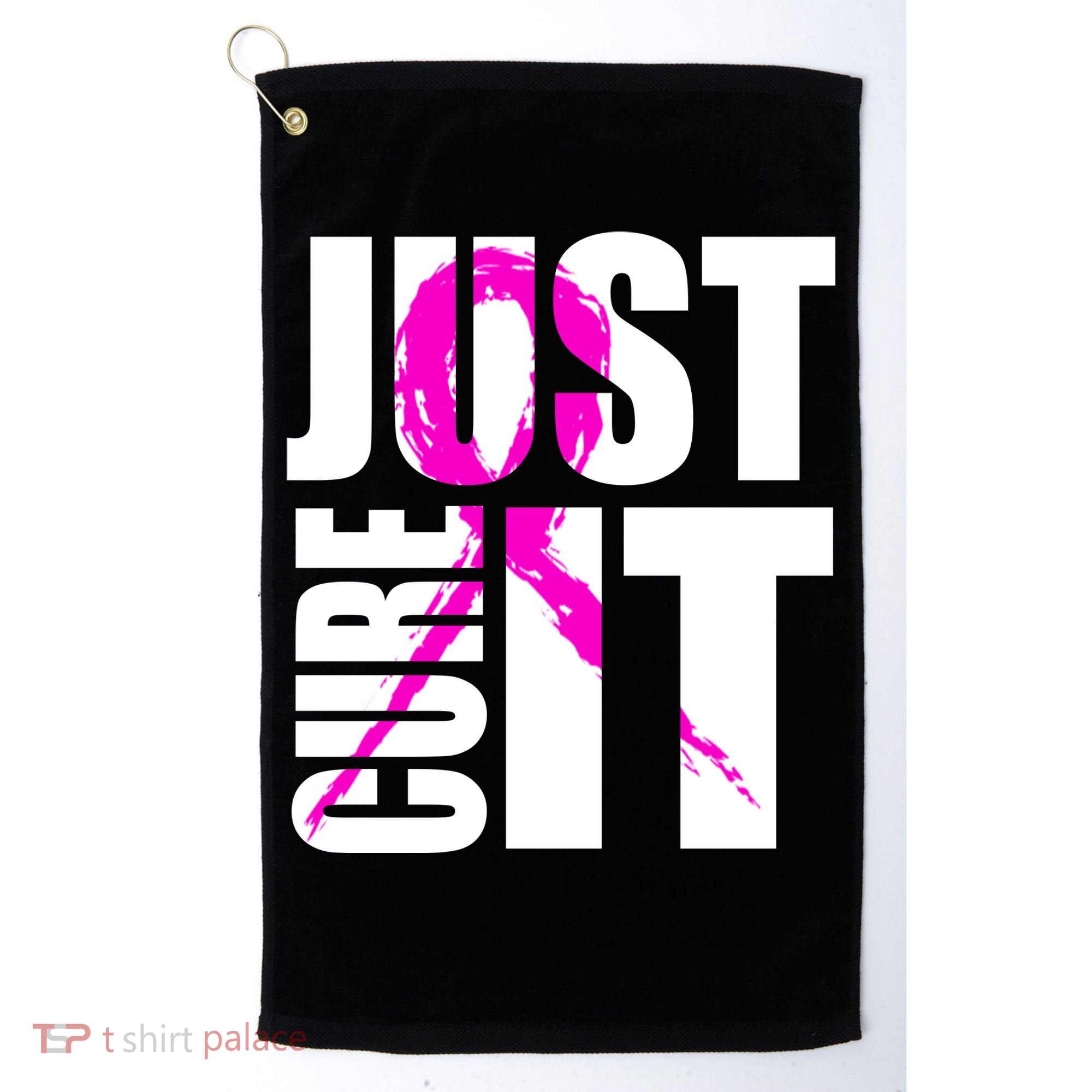 Just Cure It Breast Cancer Awareness Pink Ribbon Golf Towel