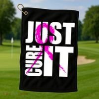 Just Cure It Breast Cancer Awareness Pink Ribbon Golf Towel thumb 1