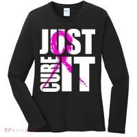Just Cure It Breast Cancer Awareness Pink Ribbon Women's Long Sleeve Shirt thumb 0