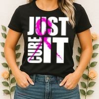 Just Cure It Breast Cancer Awareness Pink Ribbon Women's T-Shirt thumb 2
