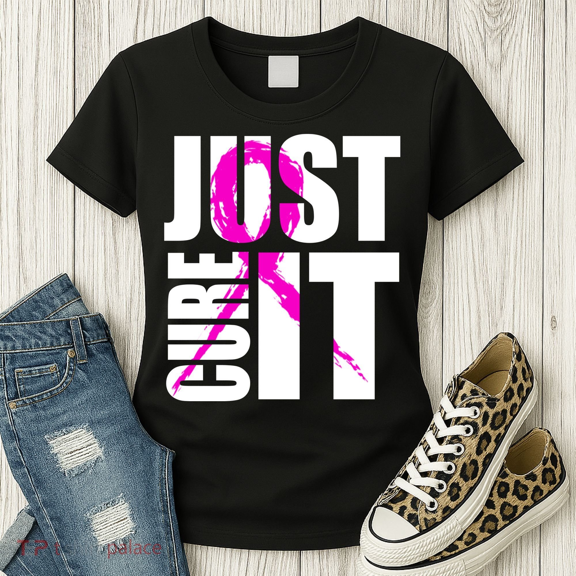 Just Cure It Breast Cancer Awareness Pink Ribbon Women's T-Shirt