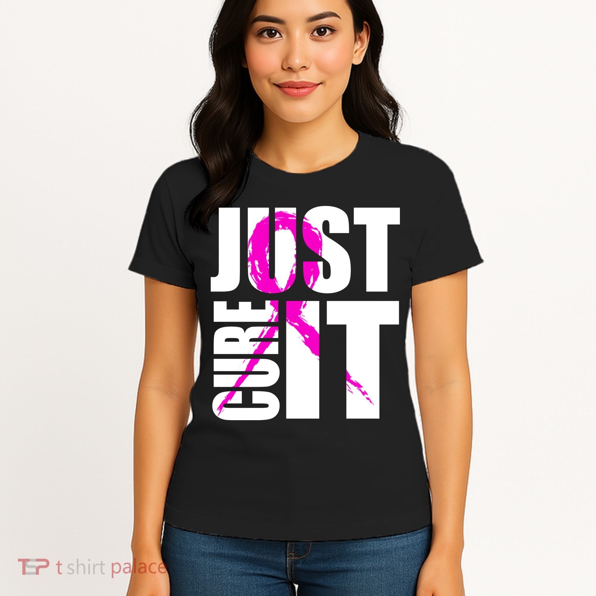 Just Cure It Breast Cancer Awareness Pink Ribbon Women's T-Shirt
