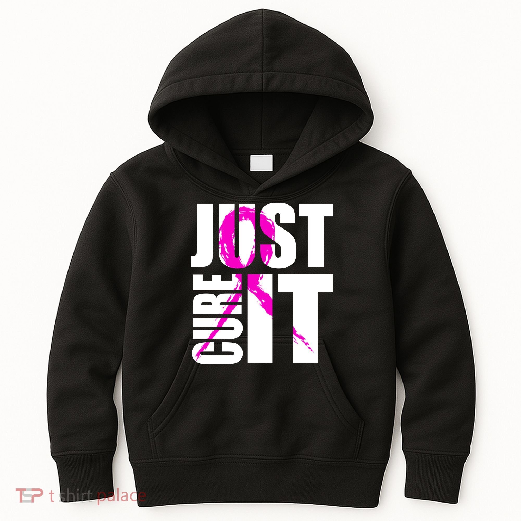 Just Cure It Breast Cancer Awareness Pink Ribbon Kids Hoodie