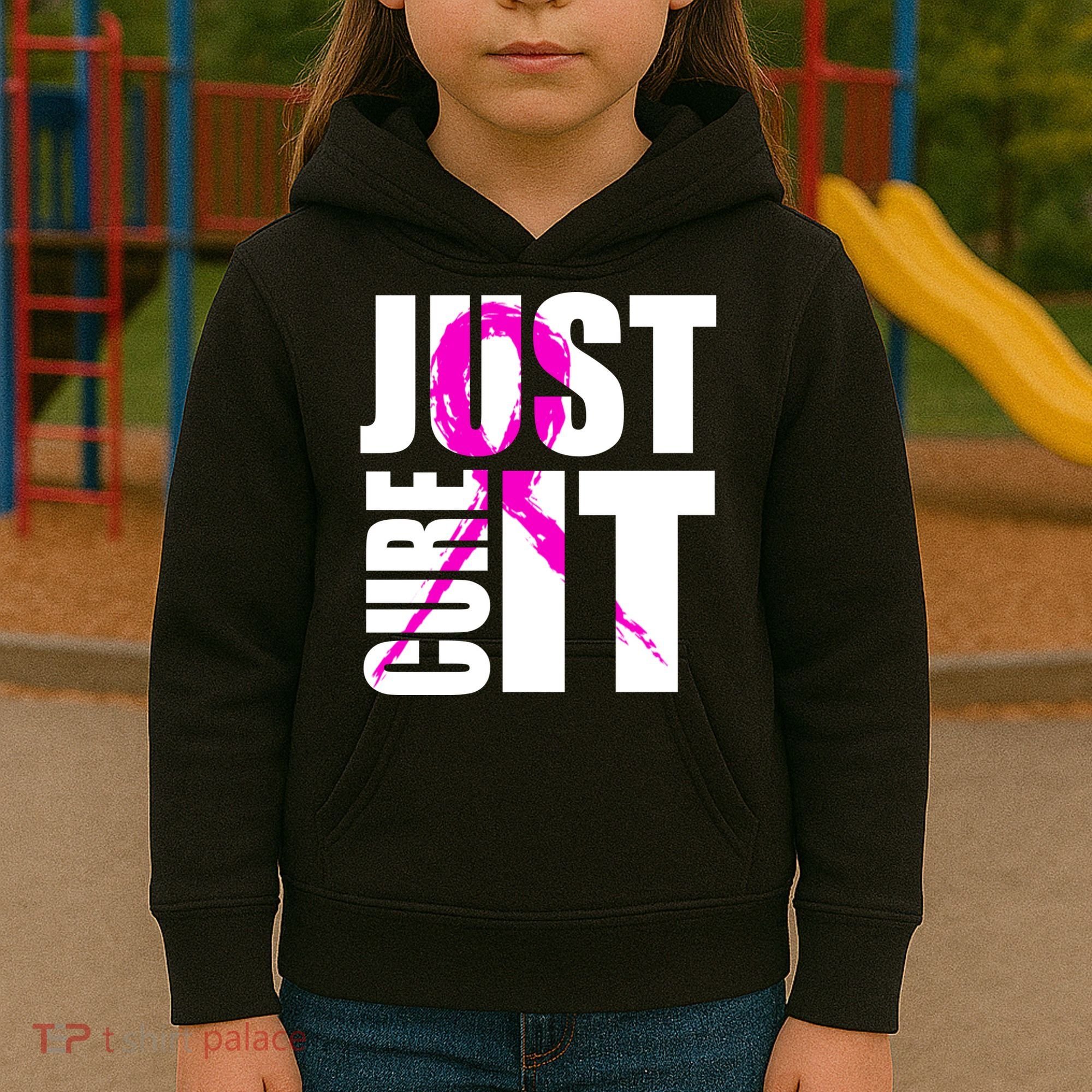 Just Cure It Breast Cancer Awareness Pink Ribbon Kids Hoodie
