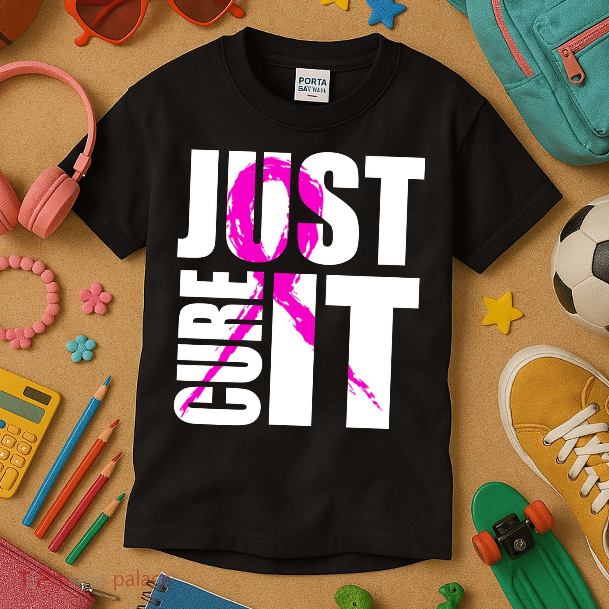 Just Cure It Breast Cancer Awareness Pink Ribbon Kids T-Shirt