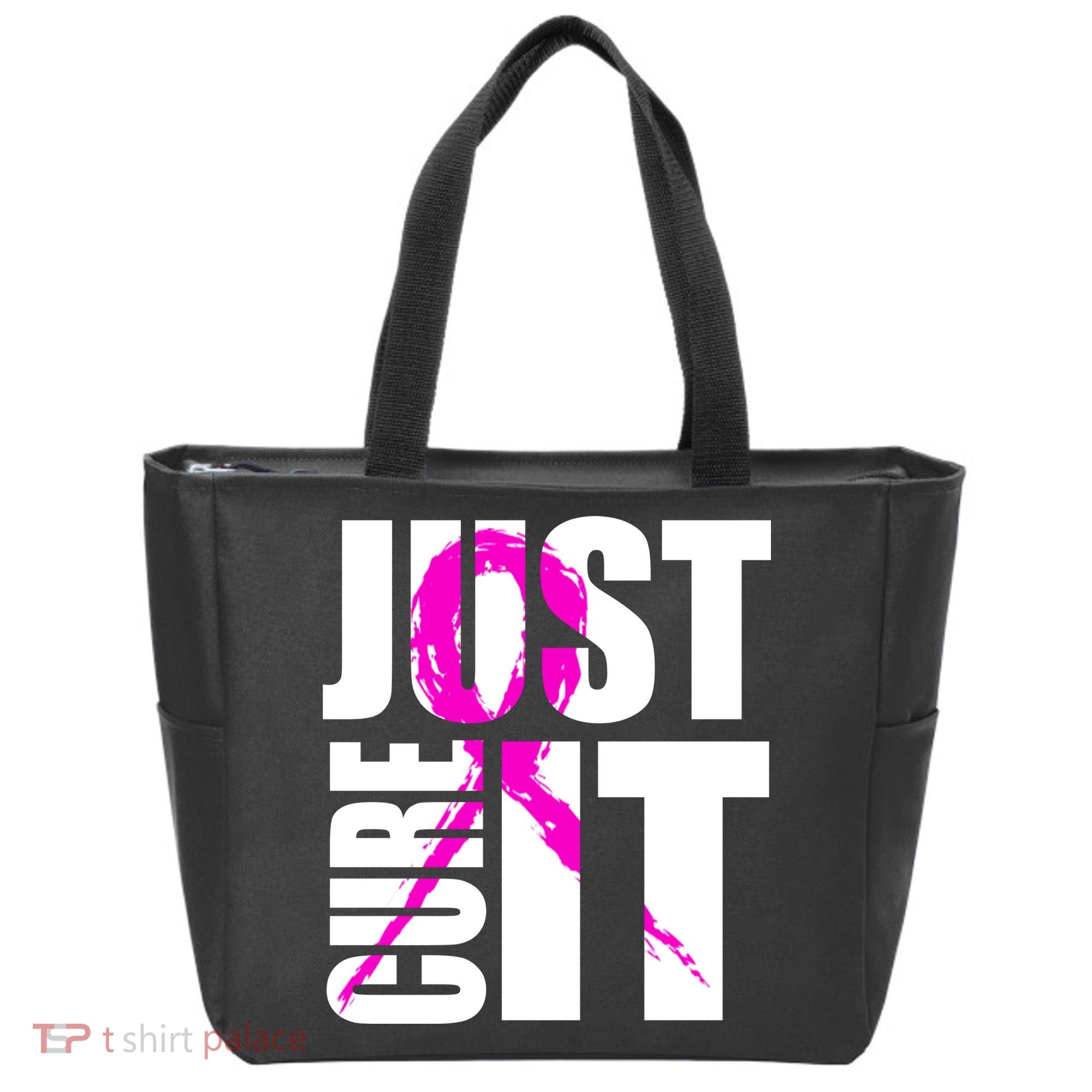 Just Cure It Breast Cancer Awareness Pink Ribbon Tote Bag