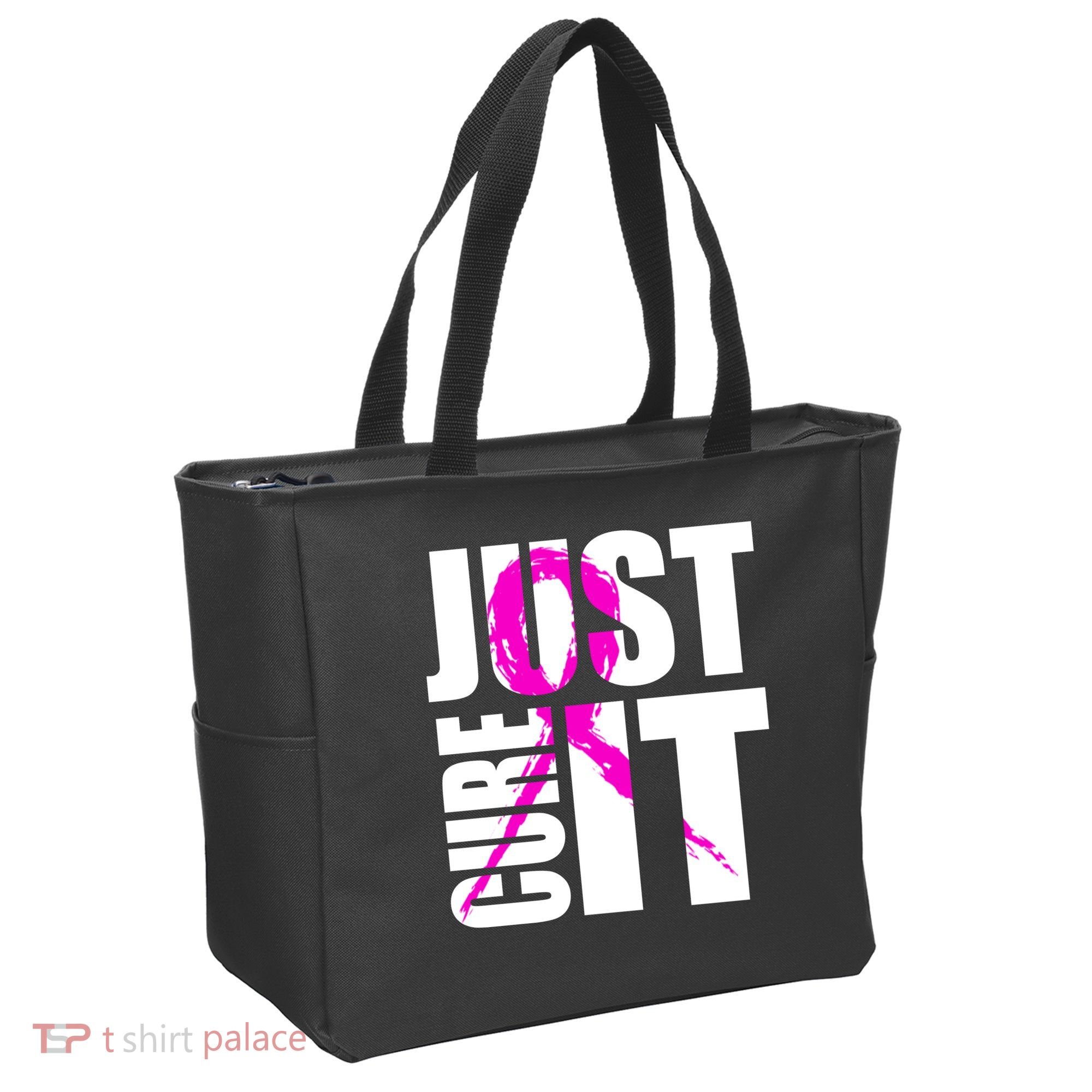 Just Cure It Breast Cancer Awareness Pink Ribbon Tote Bag