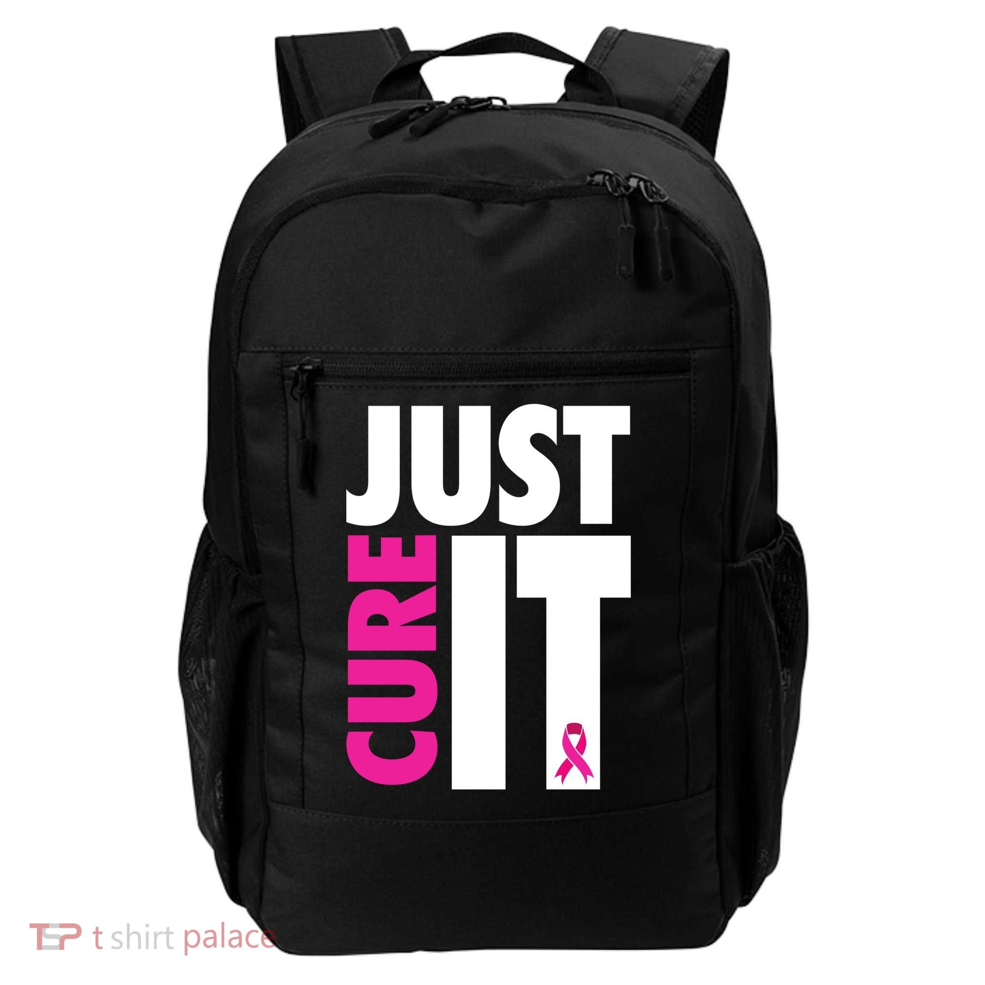 Just Cure It Breast Cancer Awareness Ribbon Backpack