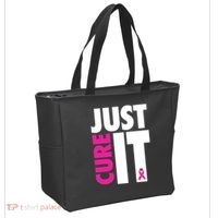 Just Cure It Breast Cancer Awareness Ribbon Tote Bag thumb 2