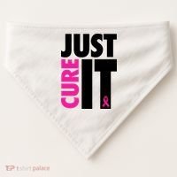 Just Cure It Breast Cancer Awareness Ribbon USA-Made Doggie Bandana thumb 0