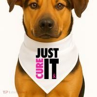 Just Cure It Breast Cancer Awareness Ribbon USA-Made Doggie Bandana thumb 1