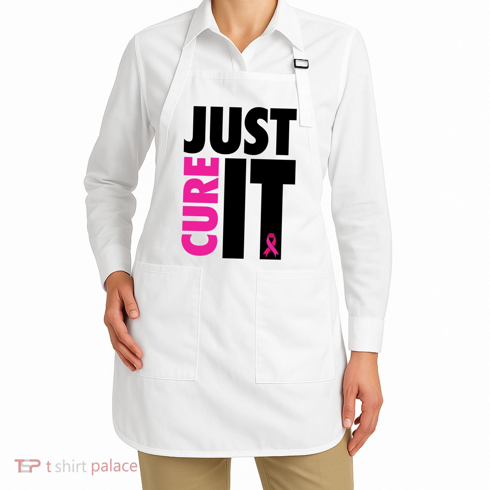 Just Cure It Breast Cancer Awareness Ribbon Apron