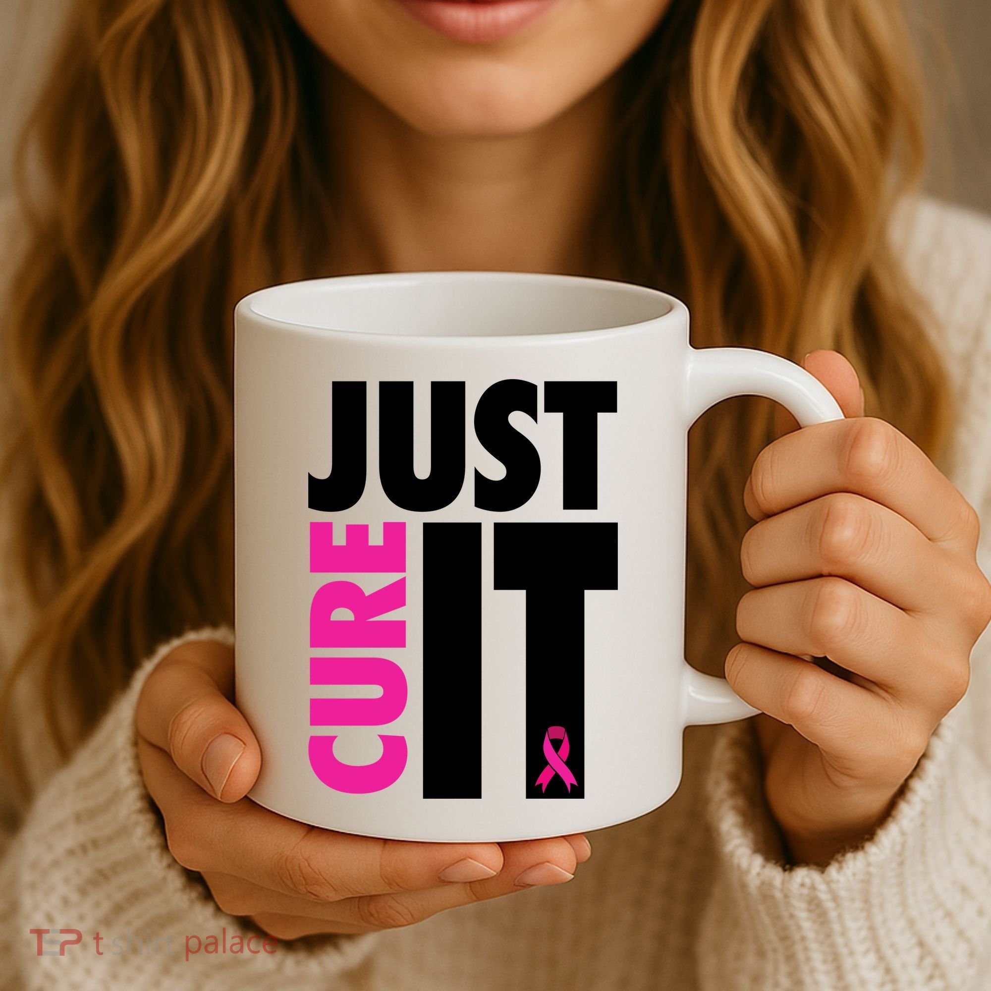 Just Cure It Breast Cancer Awareness Ribbon Coffee Mug