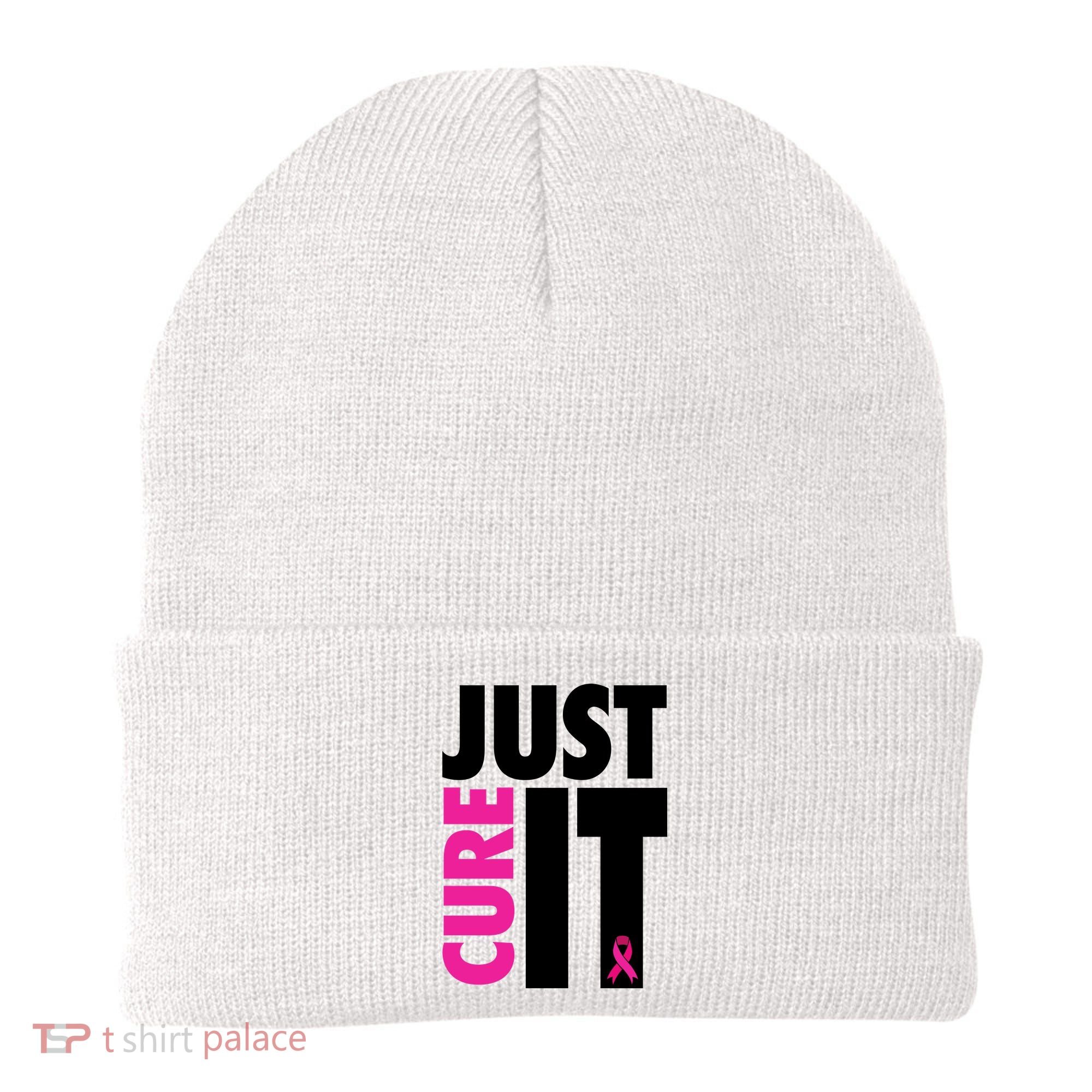 Just Cure It Breast Cancer Awareness Ribbon Beanie