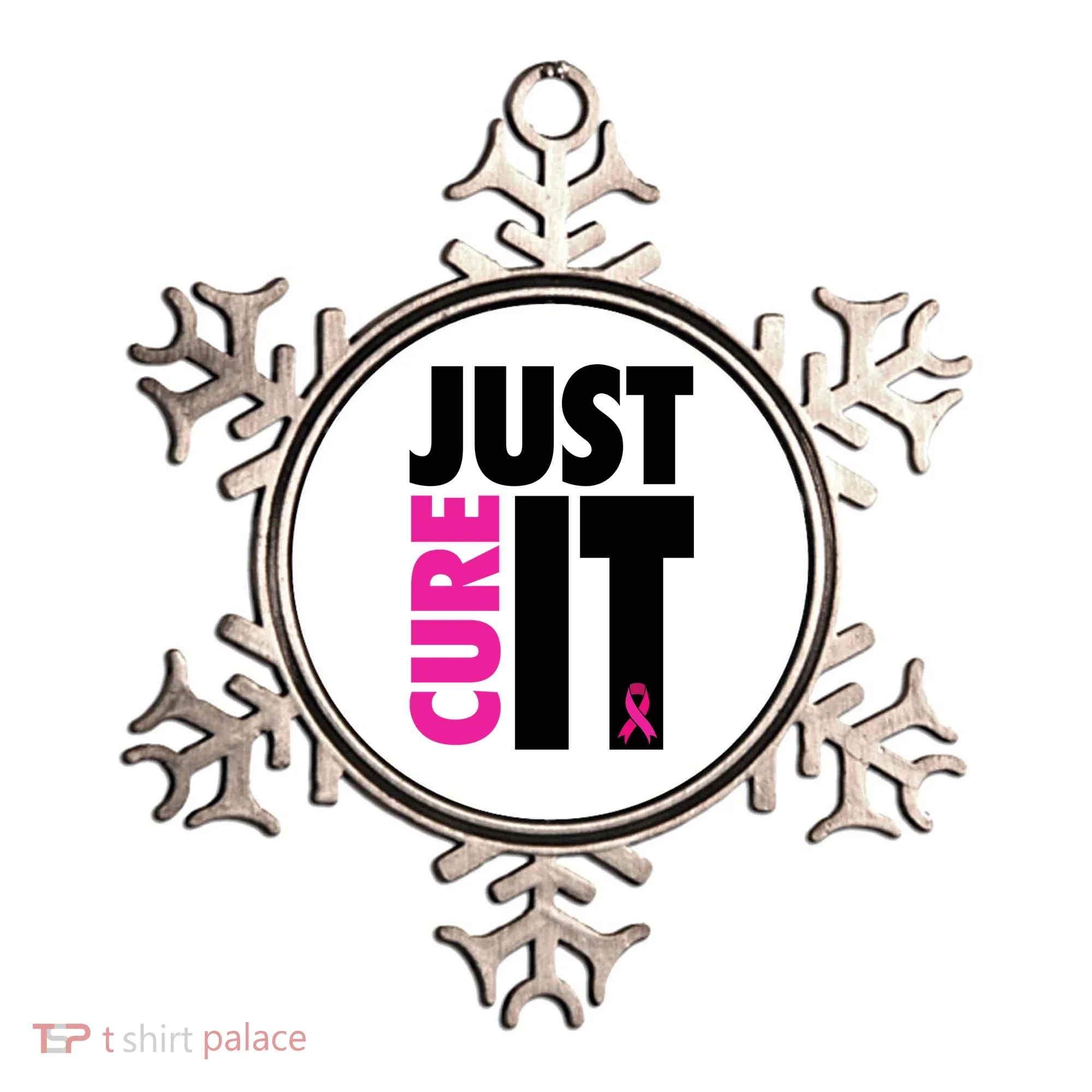 Just Cure It Breast Cancer Awareness Ribbon Ornament