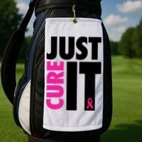 Just Cure It Breast Cancer Awareness Ribbon Golf Towel thumb 2