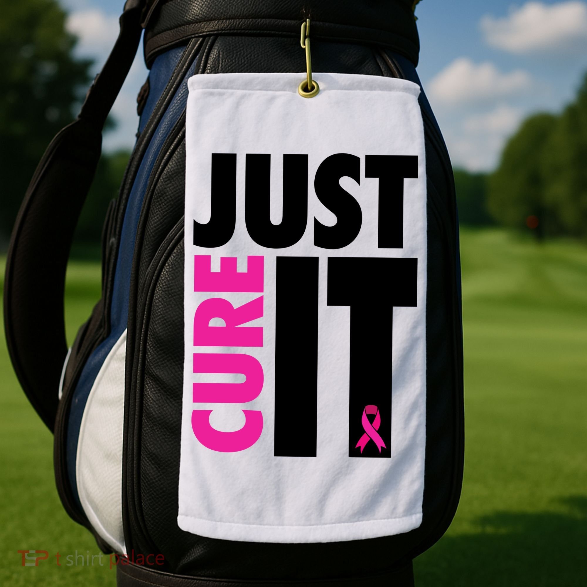 Just Cure It Breast Cancer Awareness Ribbon Golf Towel
