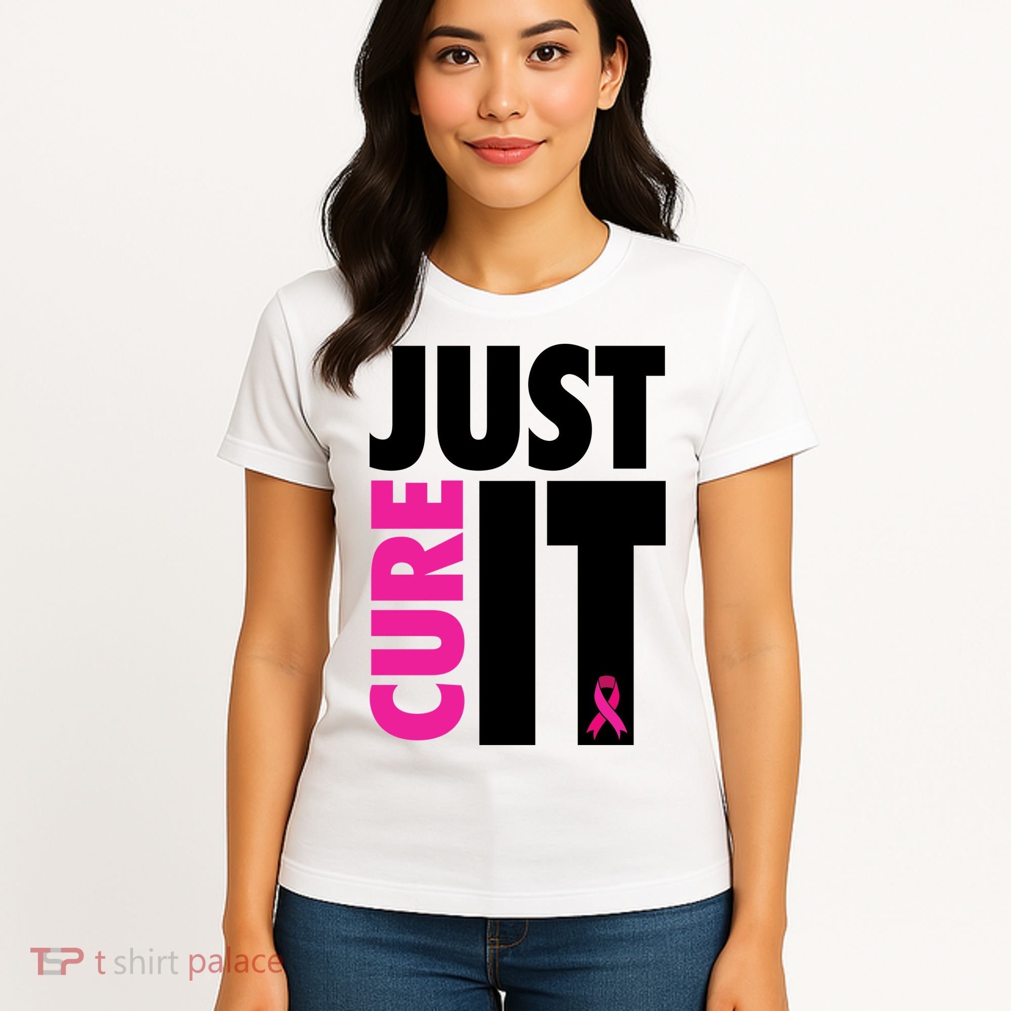 Just Cure It Breast Cancer Awareness Ribbon Women's T-Shirt