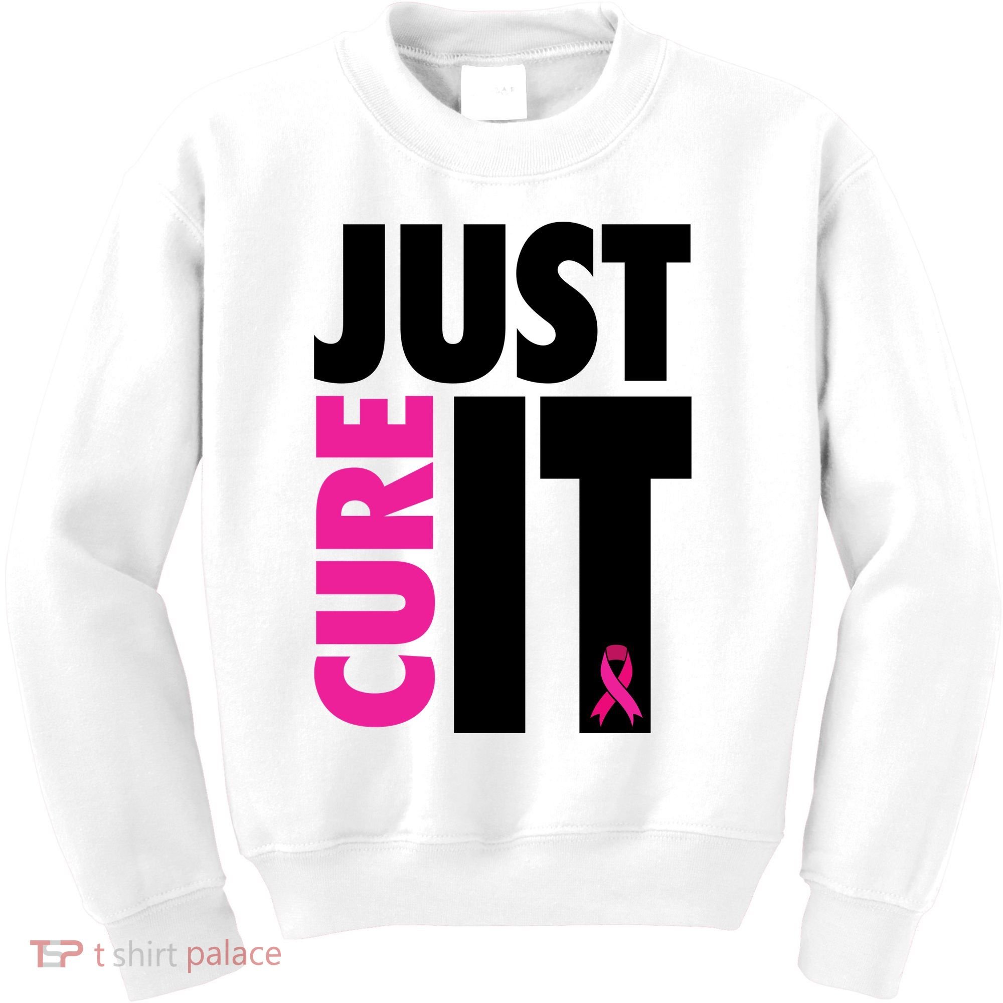Just Cure It Breast Cancer Awareness Ribbon Kids Sweatshirt