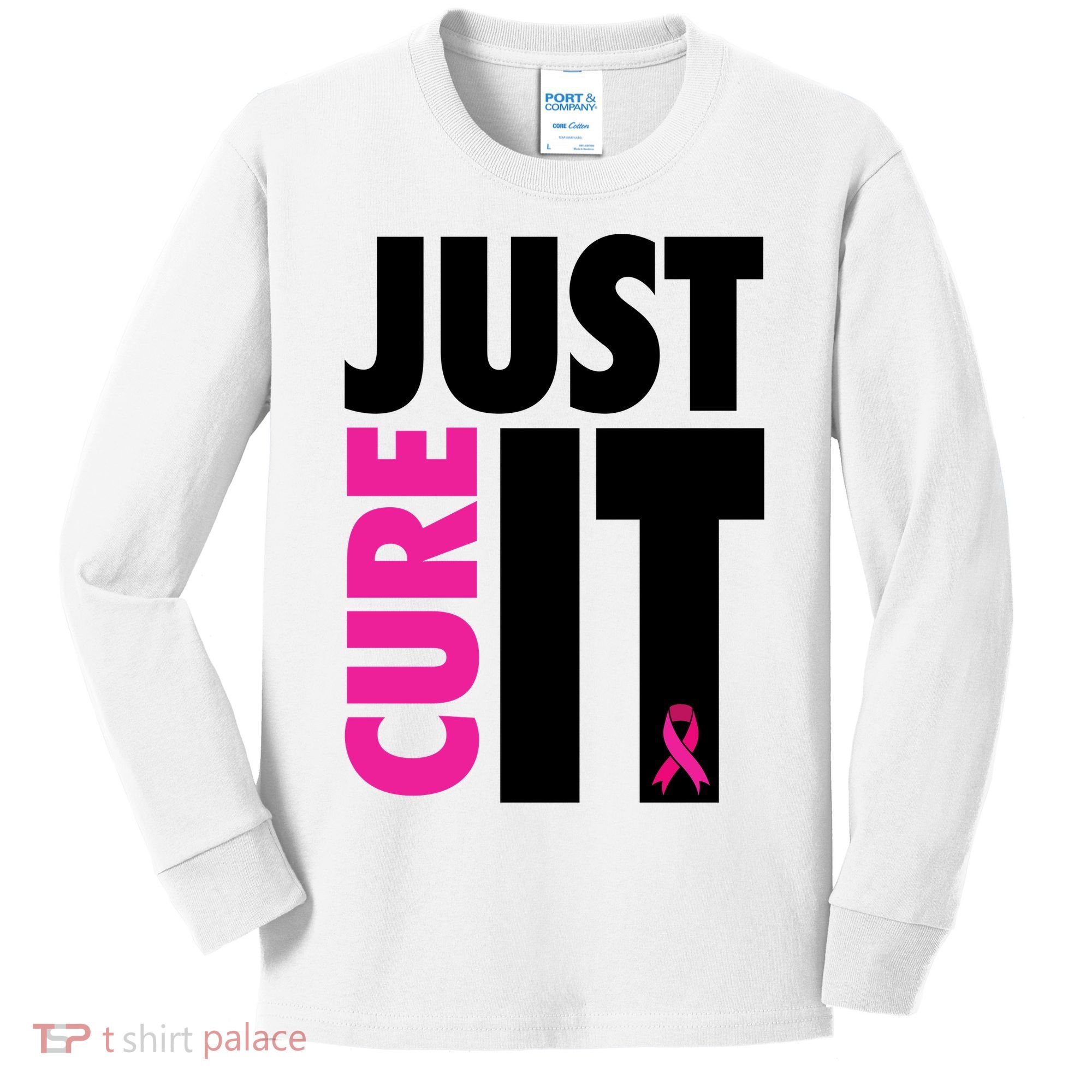 Just Cure It Breast Cancer Awareness Ribbon Kids Long Sleeve Shirt