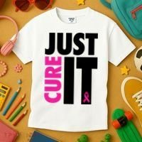 Just Cure It Breast Cancer Awareness Ribbon Kids T-Shirt thumb 3