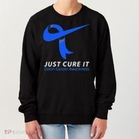 Just Cure It Blue Ribbon Warrior Colon Cancer Awareness Women's Sweatshirt thumb 0