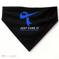Just Cure It Blue Ribbon Warrior Colon Cancer Awareness USA-Made Doggie Bandana thumb 0