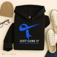 Just Cure It Blue Ribbon Warrior Colon Cancer Awareness Hoodie thumb 4