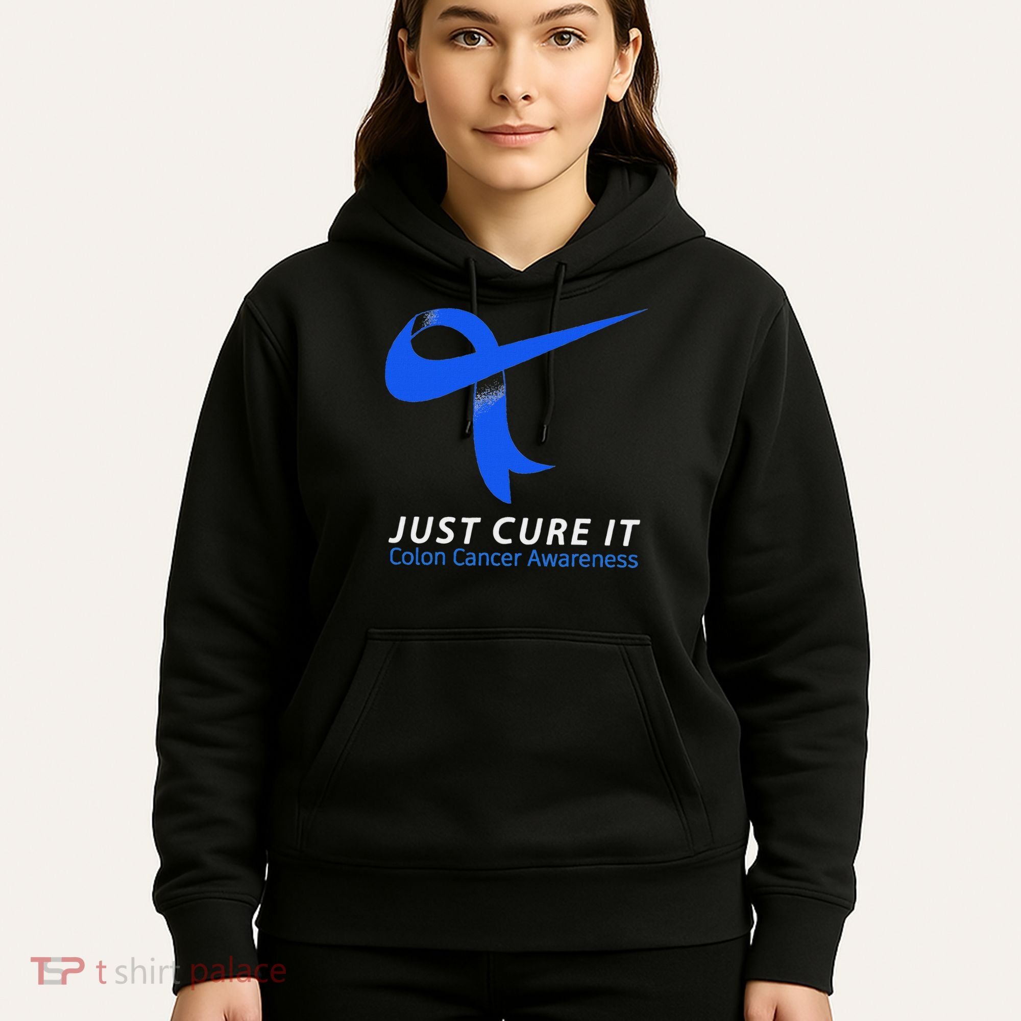 Just Cure It Blue Ribbon Warrior Colon Cancer Awareness Hoodie