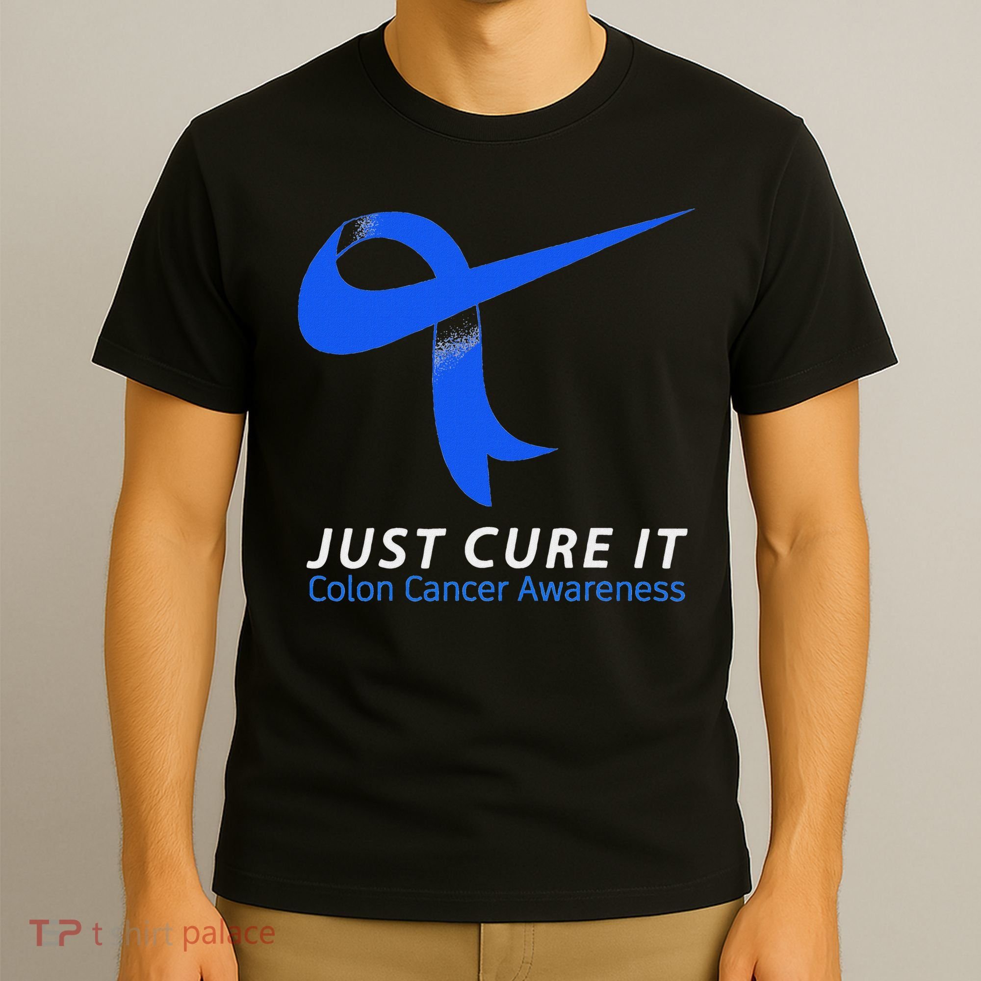 Just Cure It Blue Ribbon Warrior Colon Cancer Awareness T-Shirt