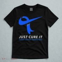 Just Cure It Blue Ribbon Warrior Colon Cancer Awareness T-Shirt thumb 5