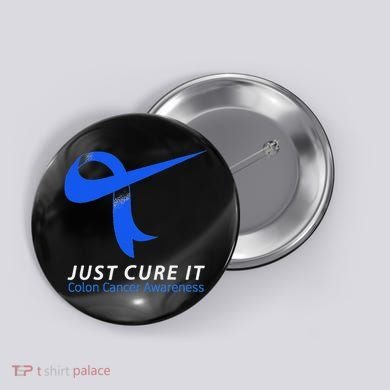 Just Cure It Blue Ribbon Warrior Colon Cancer Awareness Button