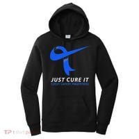 Just Cure It Blue Ribbon Warrior Colon Cancer Awareness Women's Hoodie thumb 0