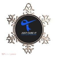 Just Cure It Blue Ribbon Warrior Colon Cancer Awareness Ornament thumb 0